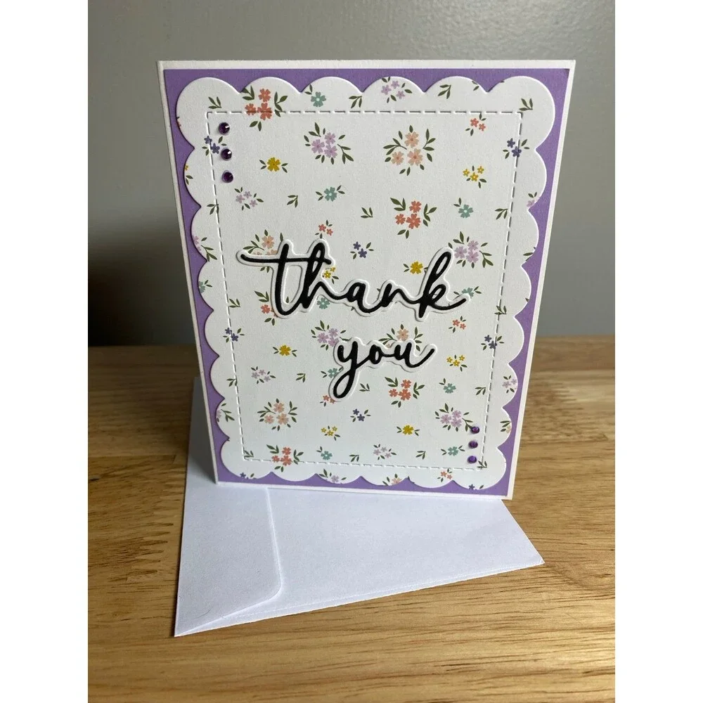 Handmade Thank You Greeting Card Blank Inside A2 – Elegant Appreciation